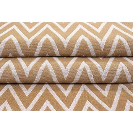 Tapete Para Sala ou Quarto 3,00M x 1,32M Antiderrapante Chevron Caramelo e Cru