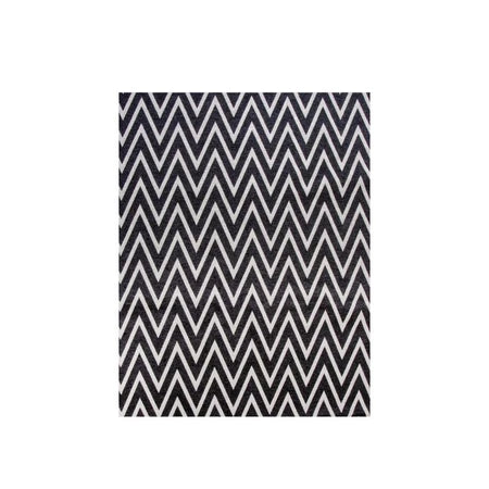 Tapete Para Sala ou Quarto 3,00M x 1,32M Antiderrapante Chevron Preto e Cinza