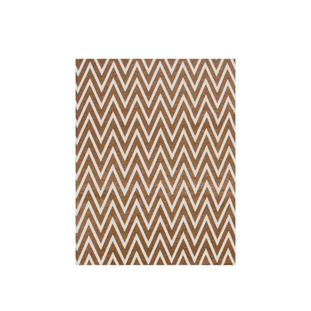 Tapete Para Sala ou Quarto 3,00M x 1,32M Antiderrapante Chevron Caramelo e Cru